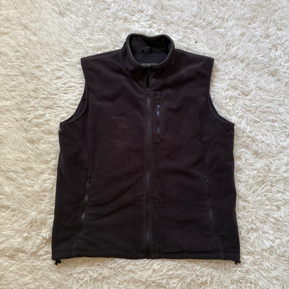 VTG Eddie Bauer Windcutter Fleece Vest Mens Large Black Full Zip Outdoor Gilet